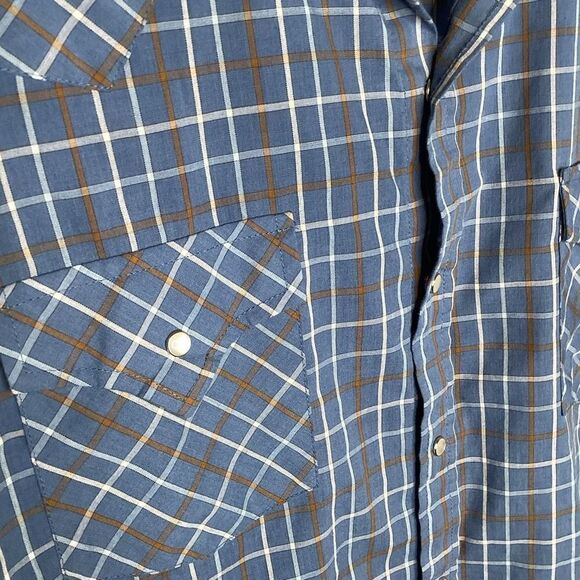 Mens Ely Cattleman Short sleeved pearl snap plaid western shirt XL - Picture 3 of 6